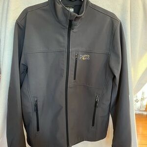 Gray Performance Jacket with Fleece Material and Slim Fit